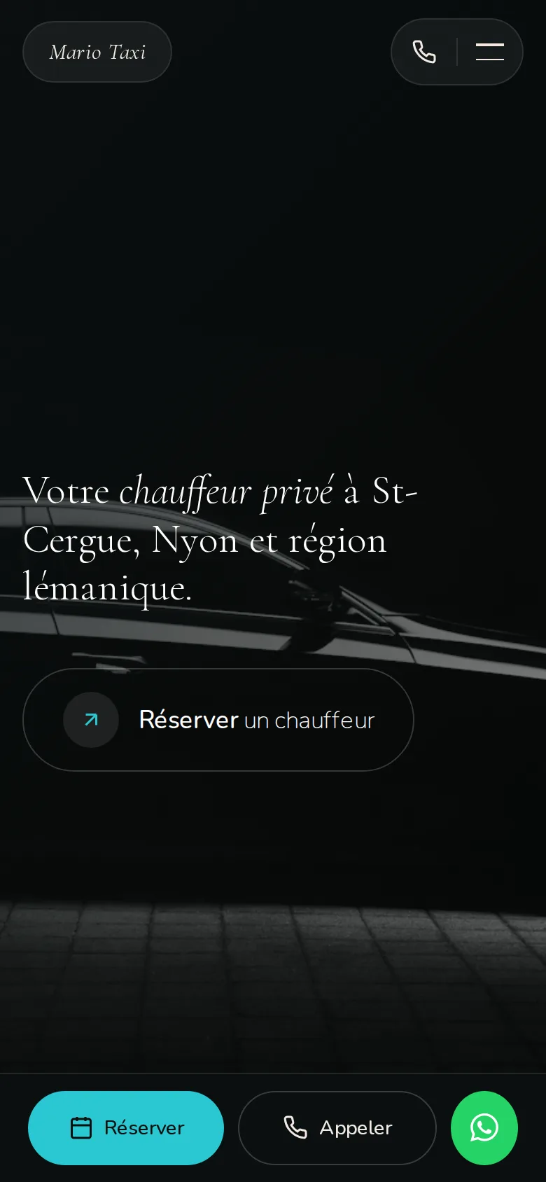 Le site de Mario Taxi Driver sur un téléphone, capture du 25.09.2026.